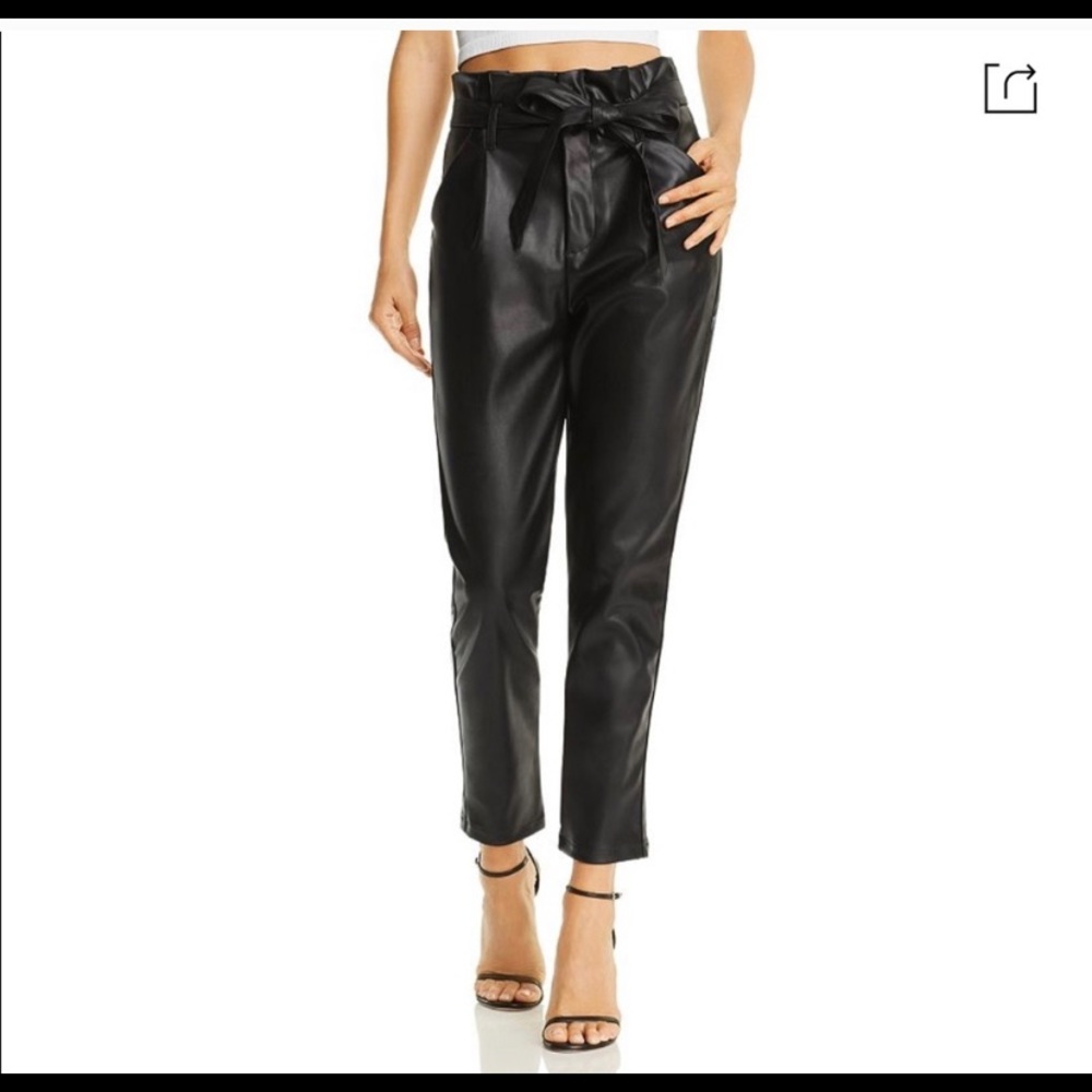 Lucy Paris Paperbag Faux Leather Pants